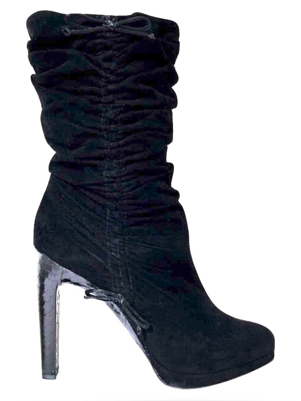 GUCCI TOM FORD FW 2004 Runway Black  Suede Python Heel Slouch Boots Vintage 37